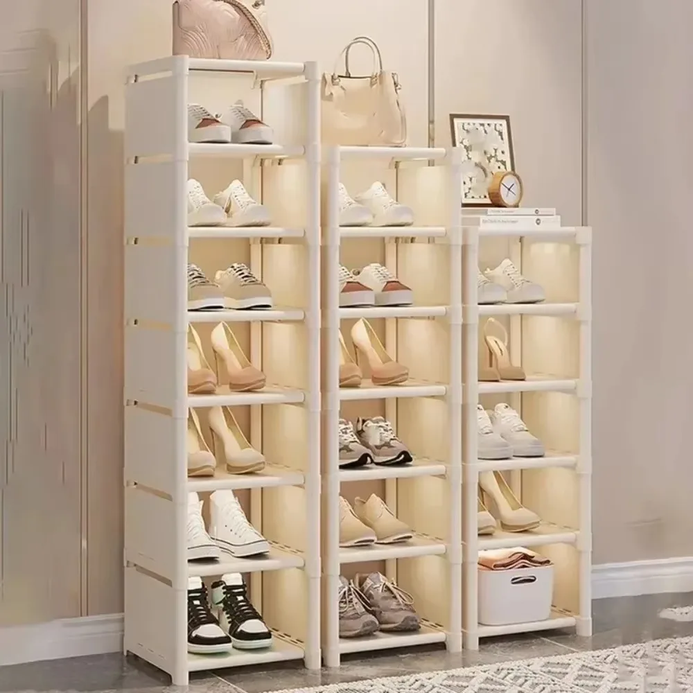 shoe rack Small shoe cabinet widened against wall door multi-storey household storage rental
