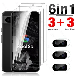 Universal 8 - in - 1 Tempered Glass Screen Protector and Camera Lens Shield - Pixel 10a 5G (6In1 3Front 3Lens)