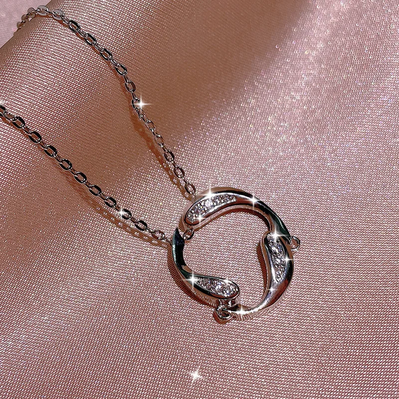 

2022 NEW Fashion Pendant Necklace For Women silver plate Zircon Circle Irregular Personality Super Fairy Birthday Party Jewelry