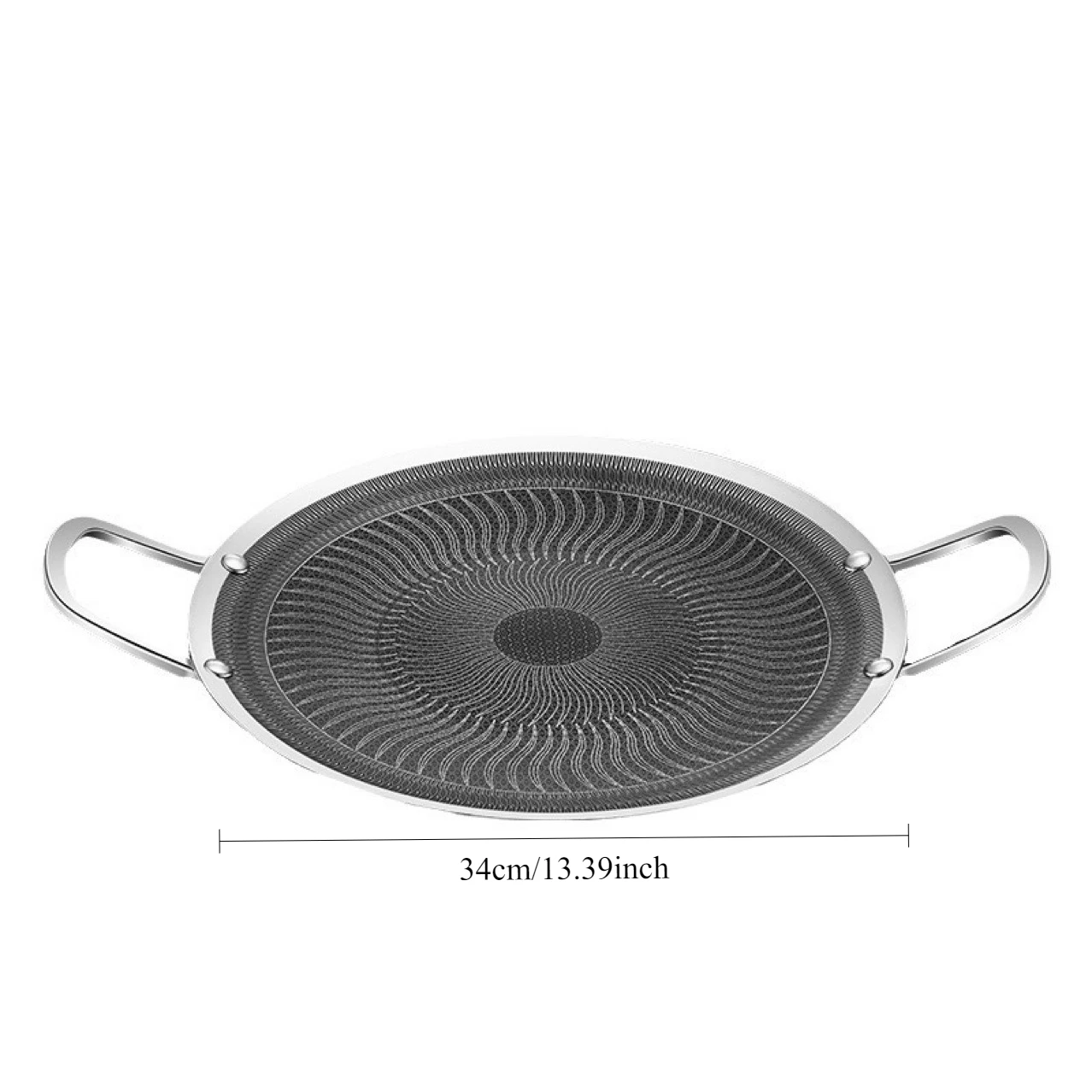 Stainless Steel Grill Pan for Outdoor BBQ, Camping, Korean BBQ, Compatible with Induction Stove & Gas Burner Stainless Steel