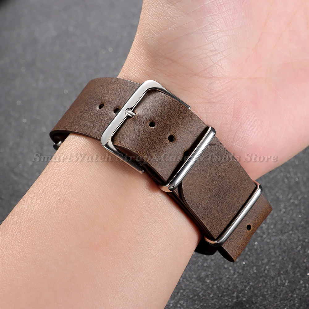 Vintage Coffee Brown Crazy Horse Leather Watch Strap – Soft Replacement Band