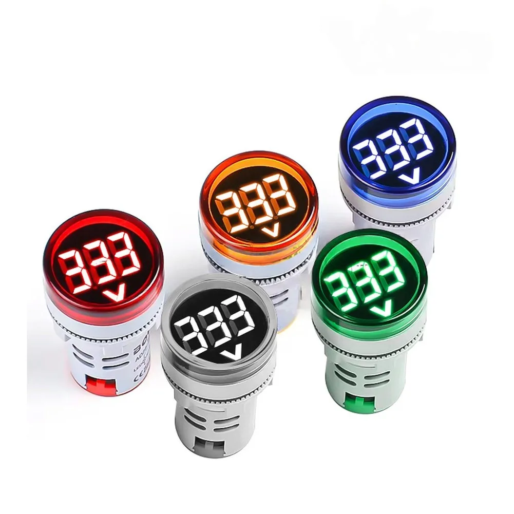 1Pcs 디지털 AC 전압계 AC60-500V 신호 전기 장비 표시를 위한 LED 표시등이 있는 원형 전압 테스터 미터