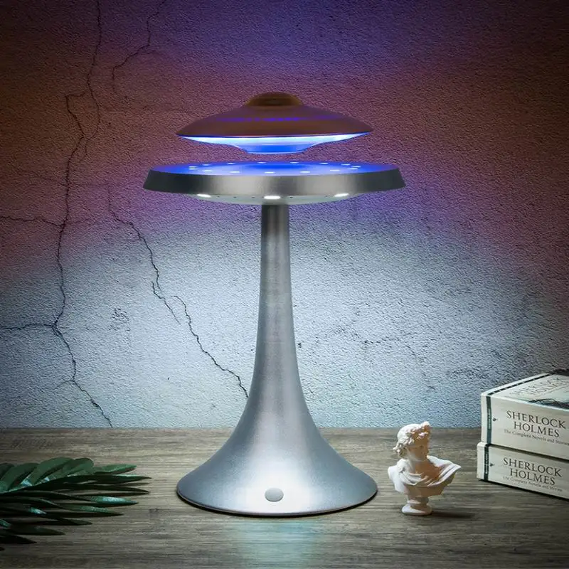 

Speaker with night lamp Super Cool Design Levitating Speaker Magnetic Floating UFO Speaker with RGB Color Table Lamp