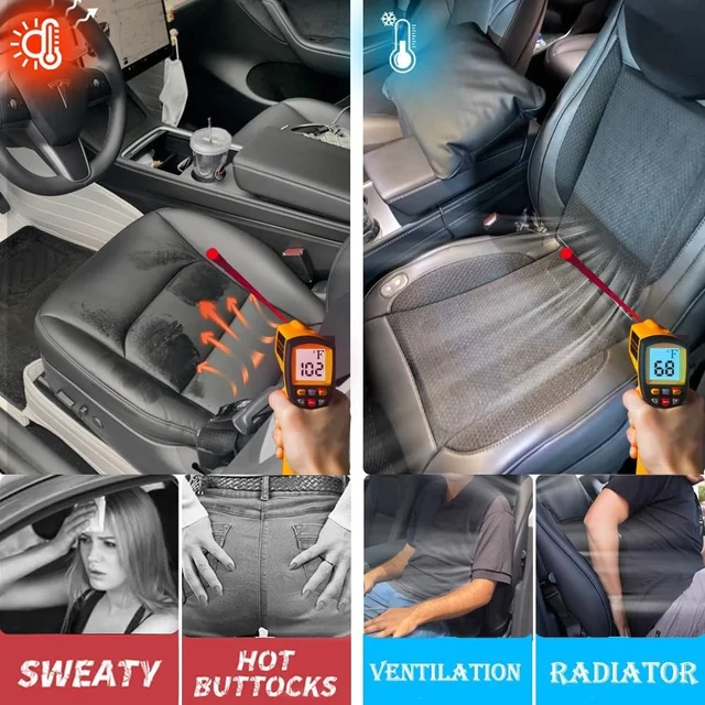 For Tesla Model 3 2017-2023 & Model Y 2017-2024 Cooling Car Front Seat Cover,Summer Car Seat Pad with Cooling Fan 5