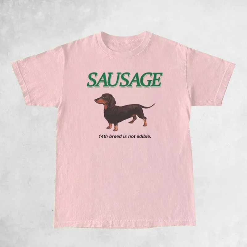 

Kawaii Sausage Dog Print cotton T Shirt Women Oversized Korean Fashion Streetwear Tops Cute Funny T-Shirts Y2k Tees Clothes