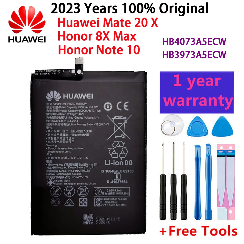 100% Originale 5000Mah Hb3973A5Ecw Batteria Per Huawei Honor Nota 10 Rvl-Al09 Rvl-Al10 Compagno Di 20 X 20X Mate20X Evr-Al00 Honor 8X Max