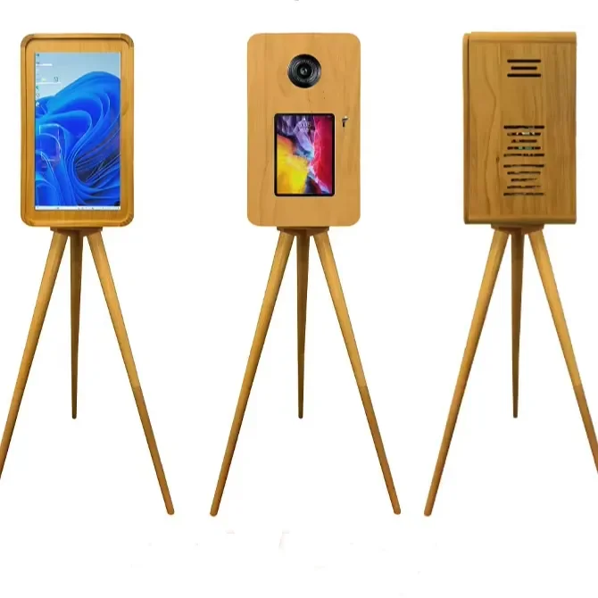 New Style Wooden Tripod Touch Magic Mirror Photo Booth 18.5 Inch Screen ...