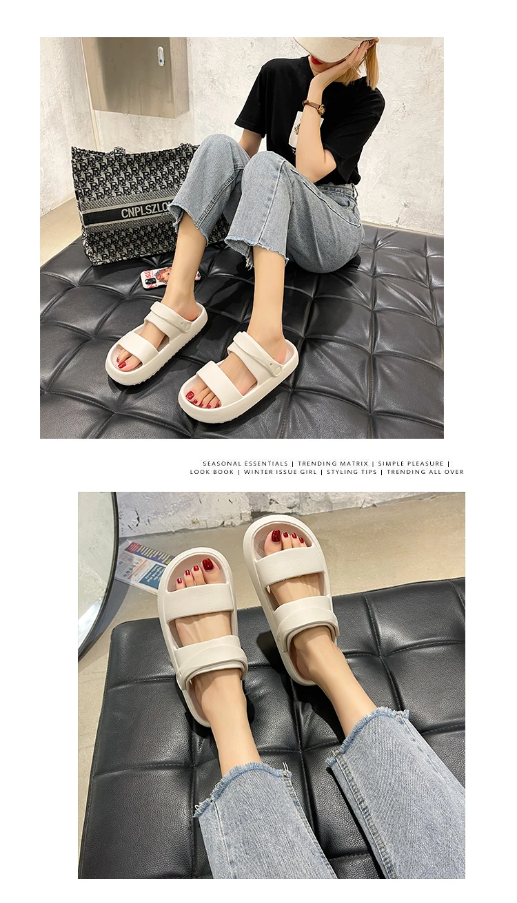 Summer Women Thick Platform Slippers Beach Eva Flip Flops Soft Sole Slide Sandals Leisure Men Ladies Indoor Bath Anti-slip Shoes