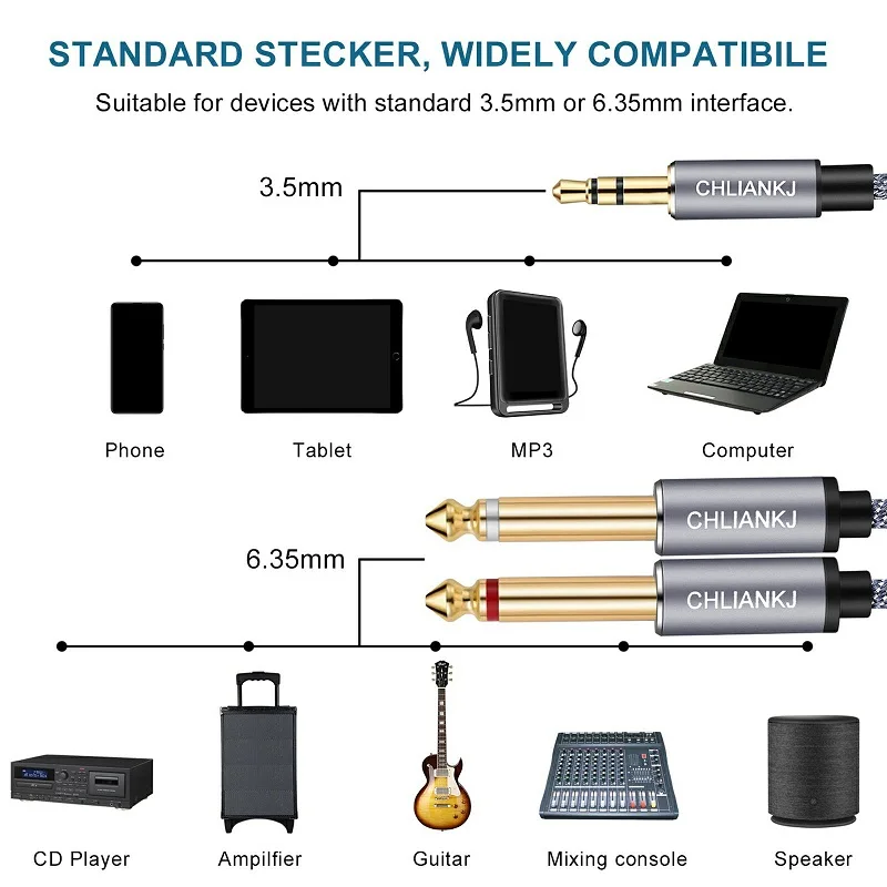 Lungfish 3.5mm 1/8 TRS -  6.35mm 1/4 TS  ׷ Y ̺ Ʈ, ǻ, CD ÷̾, Ŀ й ڵ