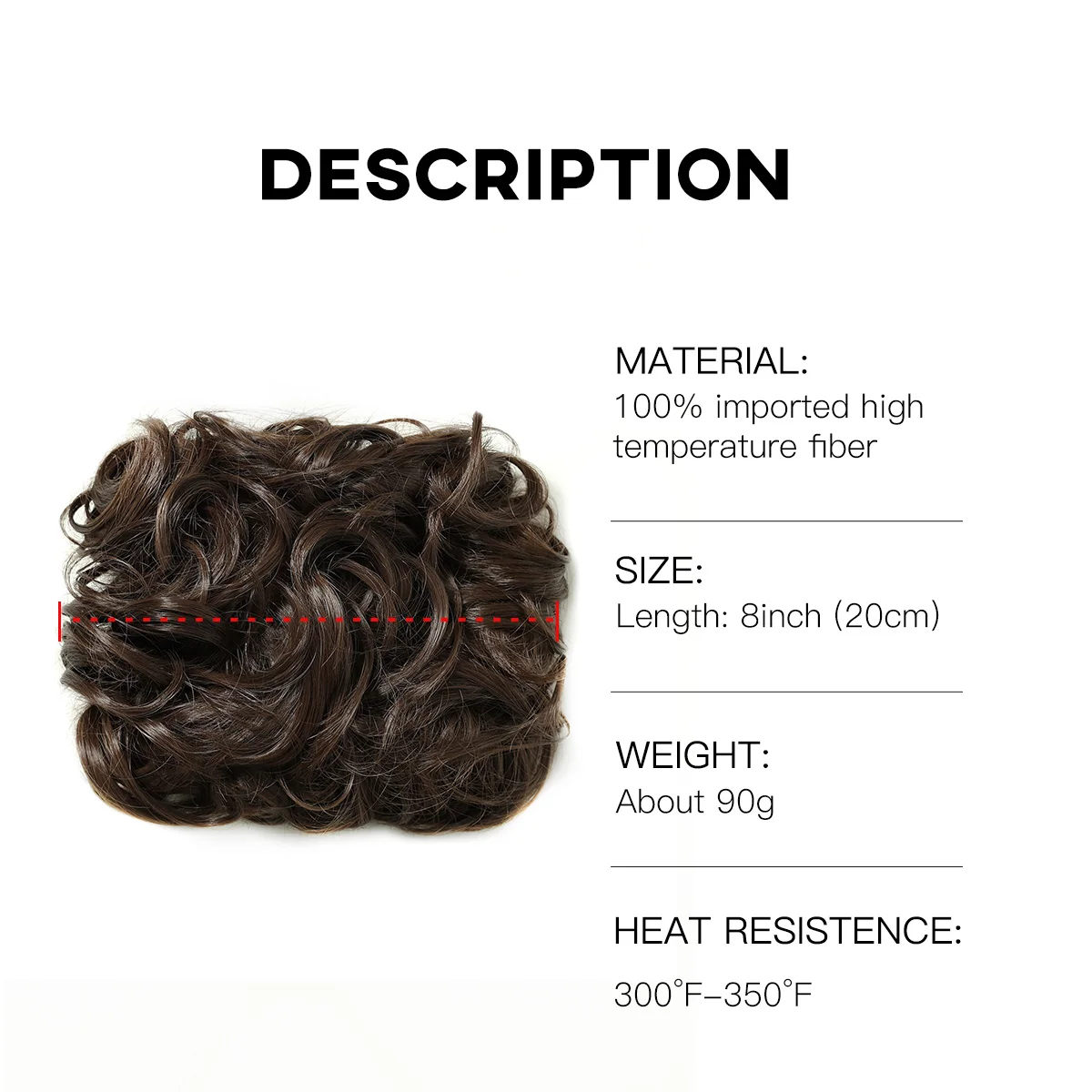 Moño desordenado Scrunchie Chignon postizo, plato rizado, extensión de moño, peines en moño desordenado, pieza de cabello para mujer