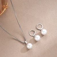 Ensemble de bijoux en perles pour femmes, boucles d'oreilles pendantes, pendentif, collier, Simple, délicat, tenue quotidienne, accessoires de fête 6