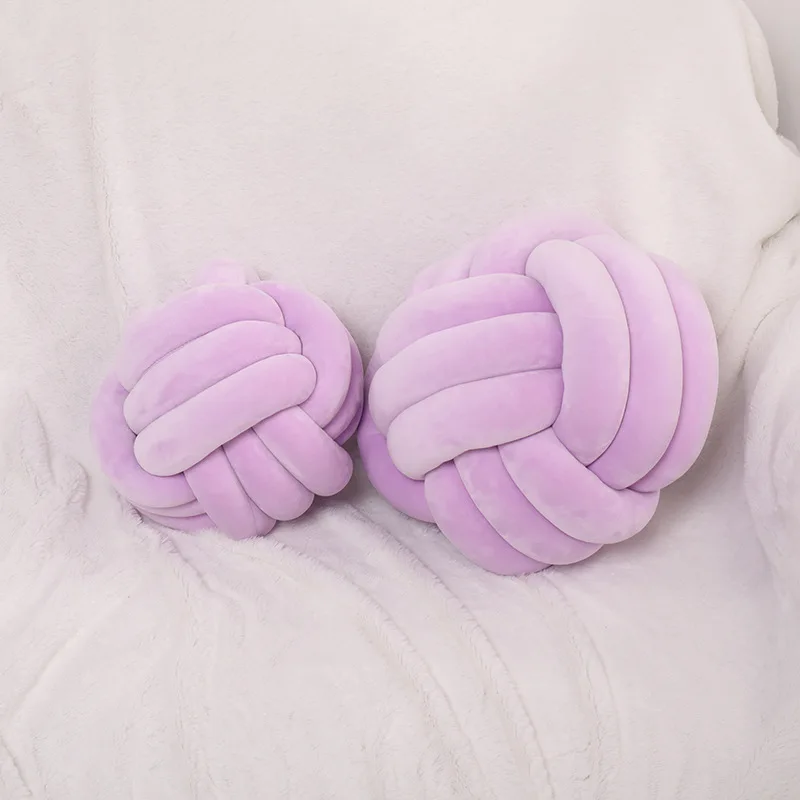 

Modern Pillow Fashion Woven Soft Crystal Velvet Knotted Ball Cushion Creative Furniture Supplies Cotton Soft Knot Ball Cushions