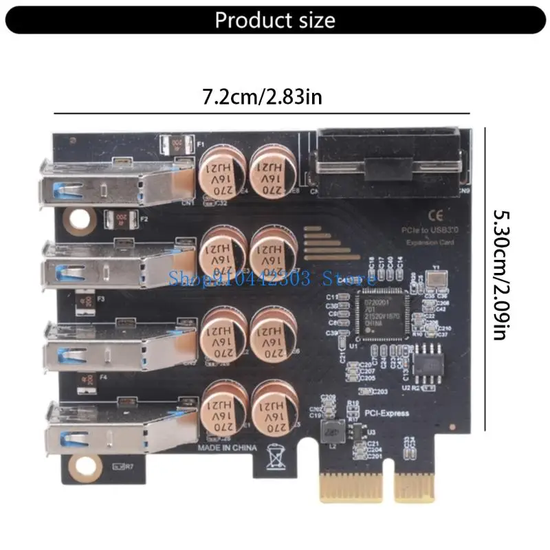 652F 실용적인 PCIe-4 포트 USB 4Pin 카드 어댑터 카드 데스크탑 마더 보드 용 데스크탑 USB PCIE USB 3.2 확장 카드