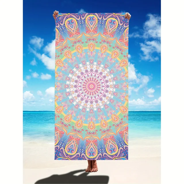 Quick-Dry Tropical Mandala Beach Towel | Soft, Absorbent & Lightweight | Fantasy Woven Towel for Travel & Poolside 2