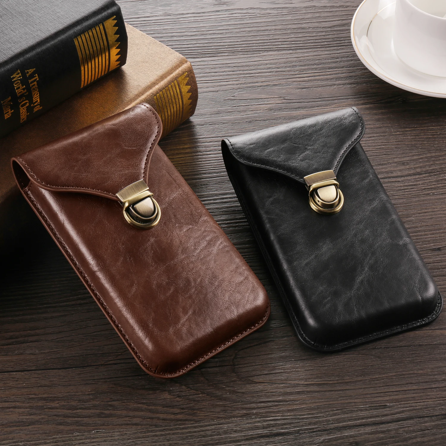 Men's Leather Phone Belt Clip Case Waist Bag Holster Pouch