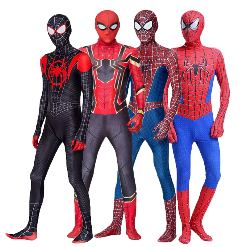 New Miles Far From Home Marvel Cosplay Costume Zentai Spiderman Costume Superhero Bodysuit Spandex Suit for Kids Adult