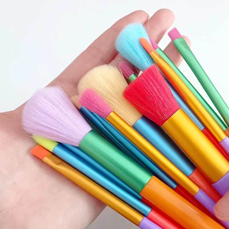 15Pcs Makeup Brushes Set Professional Powder Foundation Eyeshadow Blending Brushes Colourful Maquiagem Rainbow Cosmetic Tools
