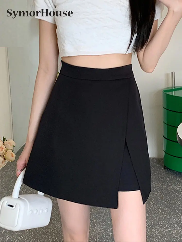 

Spring Summer Autumn Fashion Irregular Skirts Women High Waist Office Lady Split Shorts Skirts Simple Casual A-Line Mini Skirts