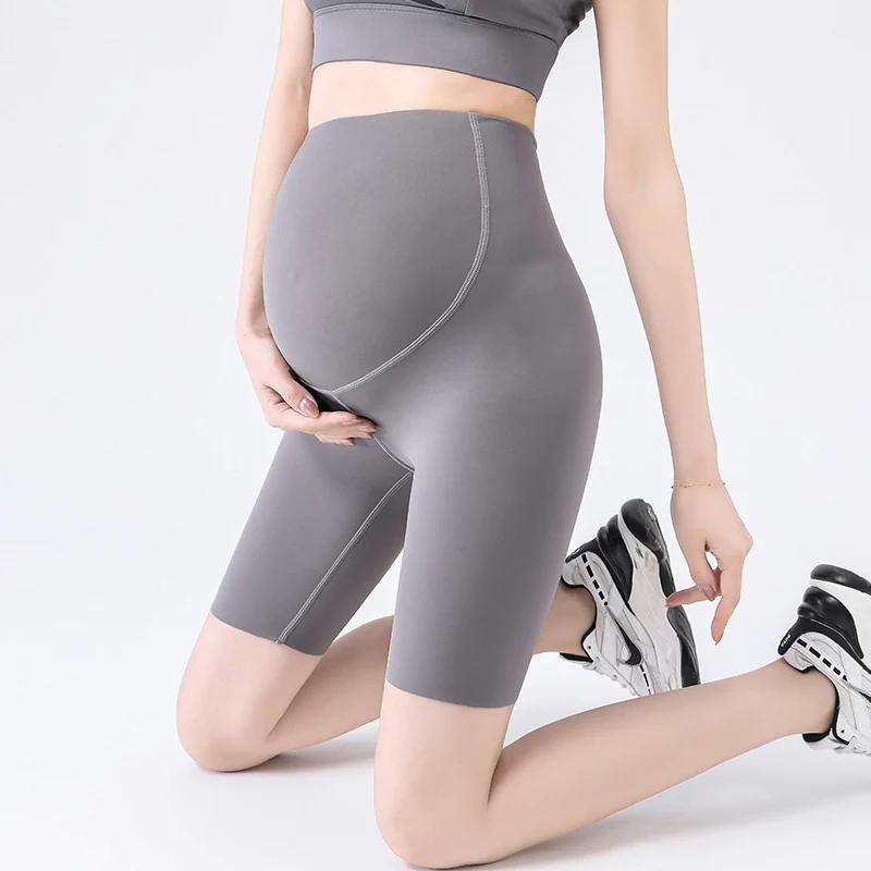 Summer Thin Breathable Seamless Nylon Maternity Half Pants Yoga Short Legging Clothes for Pregnant Women Pregnancy Shorts