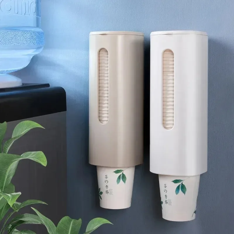 Cup Storage Holder Paper Cup Dispenser Disposable Cup Holder Household Cup Dispenser Water Dispenser Dustproof Wall Mounted Tube Paper Storage Rack