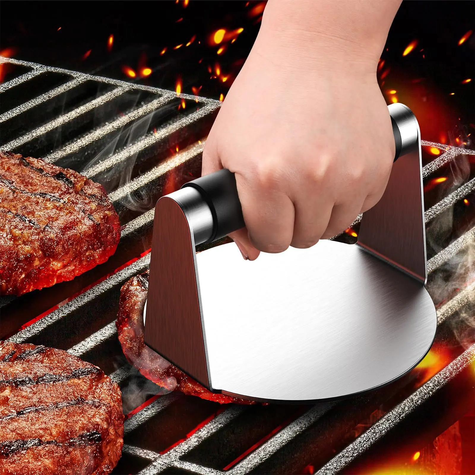 Stainless Steel Smash Burger Press Hamburger Patties Meat Masher Circular Meat Press Mold for Deli Meats Kitchen Accessories burger press