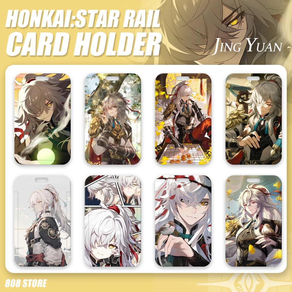 Honkai:Star Rail JingYuan Hot Game Anime Mihoyo Hot  HD ABS Hard Plastic Card Holder Keychain Lanyard For Staff ID Students