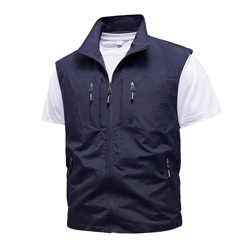 Veste de pêche sans manches homme été mesh multi-poches pour outils extérieur 5XL