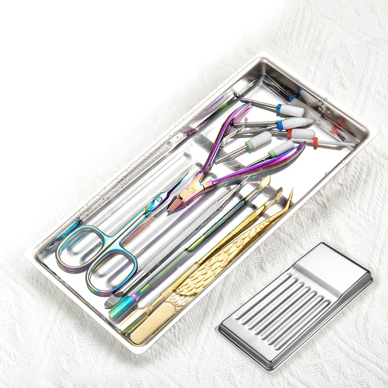 Stainless Steel Nail Tool Special Disinfection Tray Nail Tools Portable Storage Plate Tool Display Rack nail art tools nail tool sterilizer manicure tool disinfection box