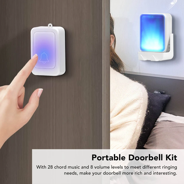 Wireless Doorbell 3-level Volume Led Light With 38 Chimes Durable  Waterproof Door Chime Kit For Factories Office Building Home - Doorbell -  AliExpress