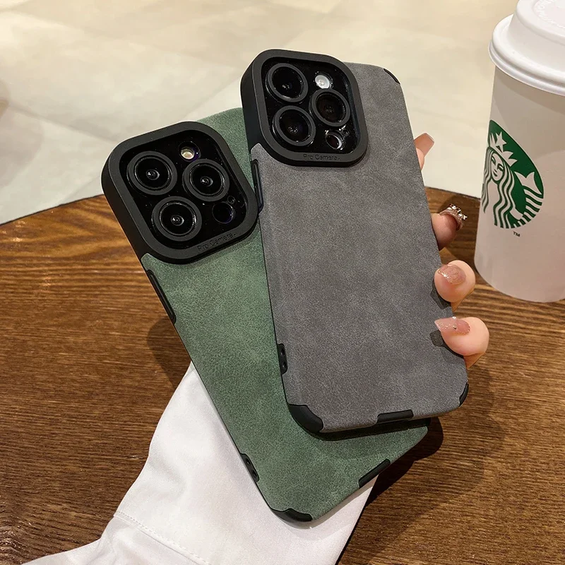 Étui en cuir de luxe résistant aux chocs pour iPhone 16 Pro Max 15 14 13 Plus, housse de protection complète colorée pour appareil photo_voghion.com