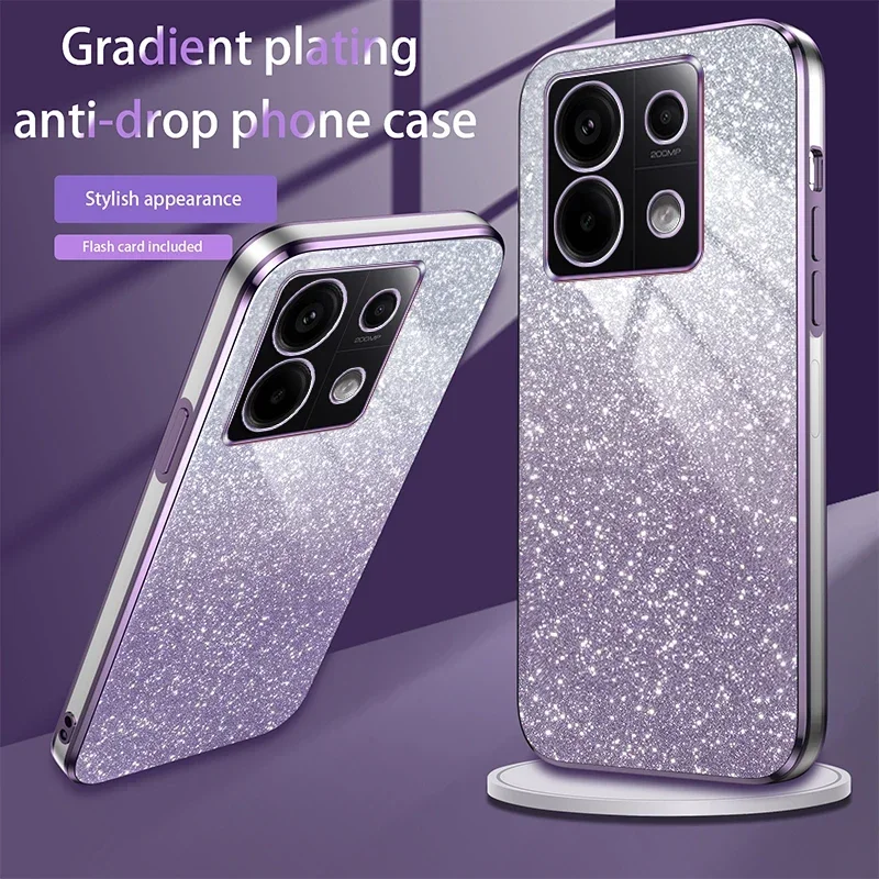 Luxury Shiny Glitter Plating Silicone Case with Camera Lens Protection