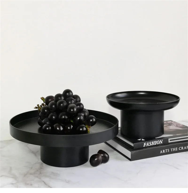 Round Black White Decorative Tray Storage Organizer ABS Tray Fruit Perfume Cosmetic Home Decor Plates Simple Storage Plate
