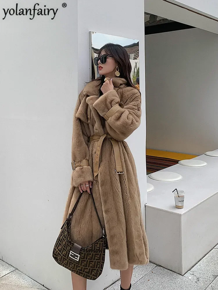 

2023 Natural Mink Fur Coat Women Long Winter Jacket Real Fur Coats Luxury Mink Jacket Overcoat Manteau Femme Hiver KJ3658FCY5708