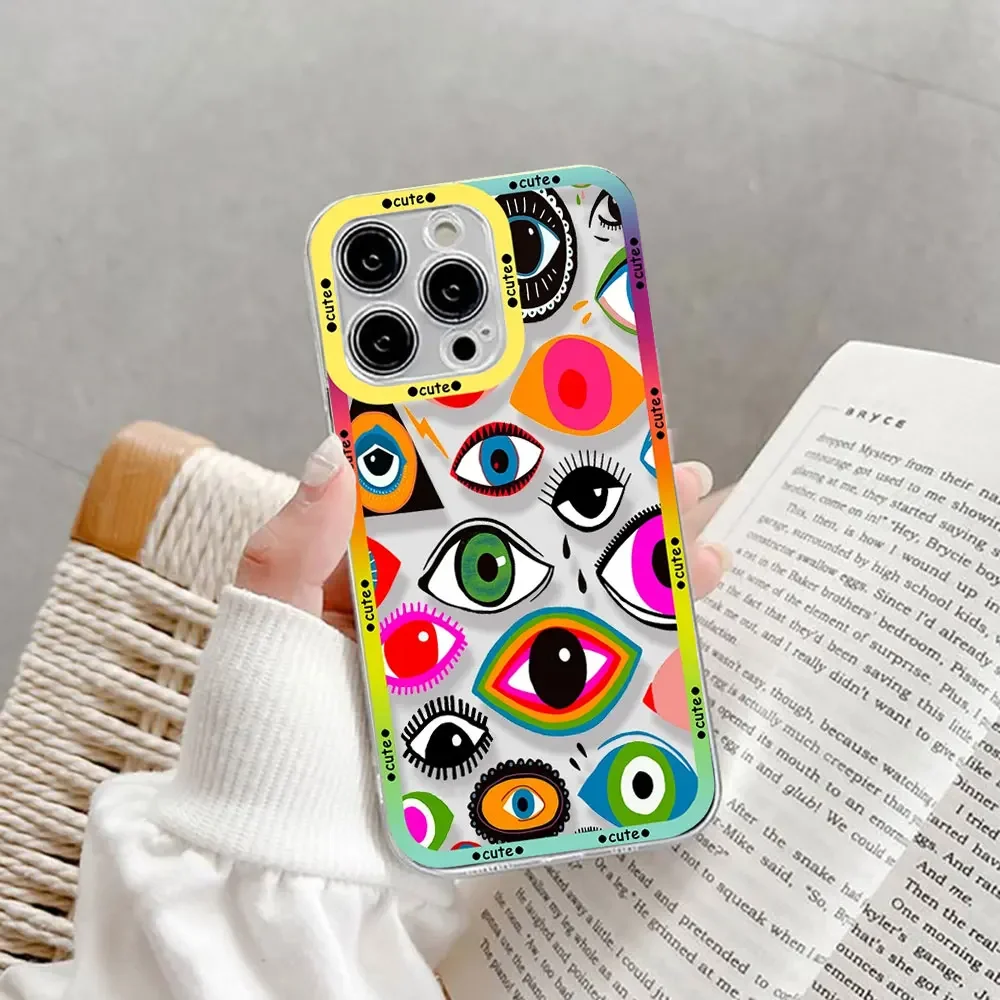 Charming Blue Evil Eye Clear Phone Case - Silicone Transparent Protective Cover