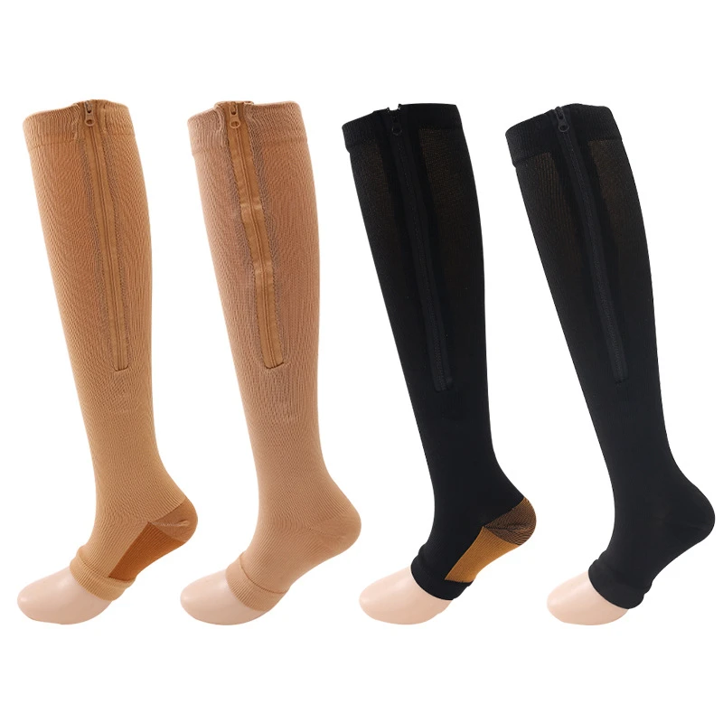 Knee High Socks Woman Compression Varicose Veins Compression Socks Zipper Women Stockings