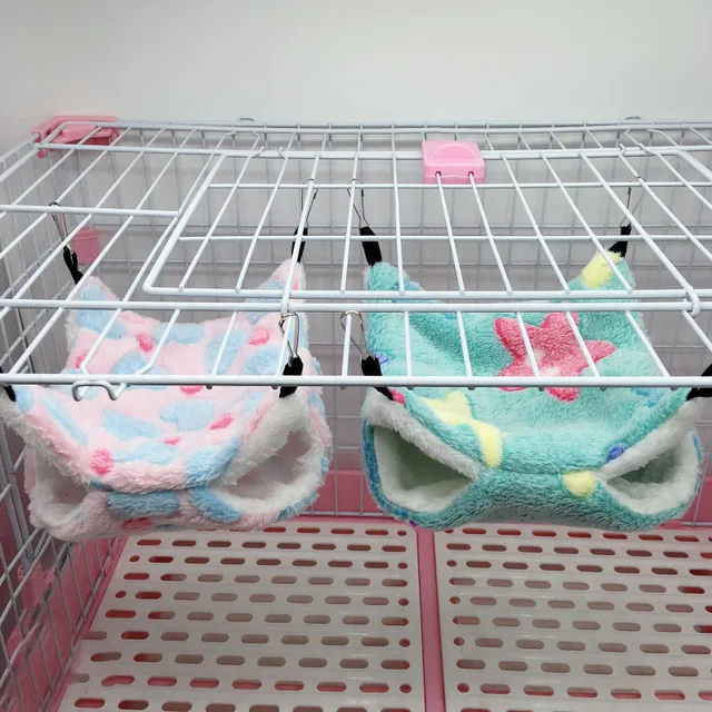 Pet Hammock Double-layer Plush Soft Winter Warm Hanging Nest Sleeping Bed Small Pets Hamster Squirrel Chinchilla House 4
