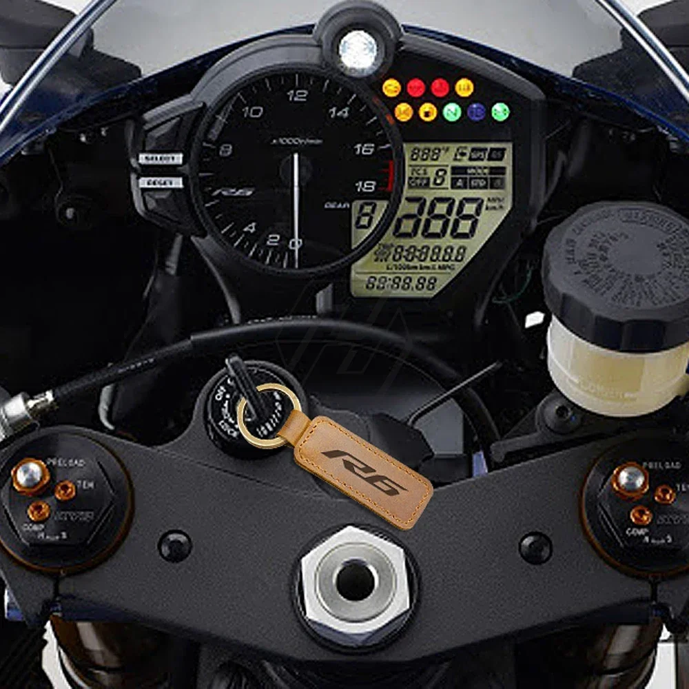 열쇠고리 오토바이 열쇠고리 야마하 R6 YZF-R6 새로운 로고용 진짜 소가죽 열쇠고리