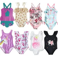1-5Y Toddler Baby Girls Swimsuit One Piece Girls Swimwear Unicorn Children Swimwear Kids Beach Wear Girls Swimming Outfits 1