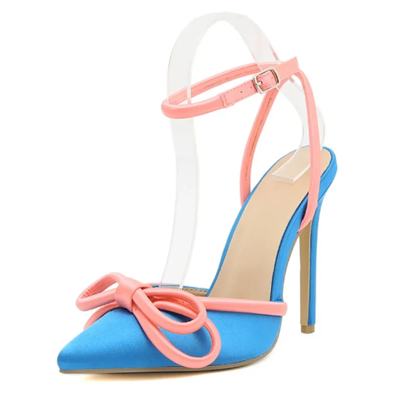 NEW 2025 New Arrival Silk Woman Ankle Buckle Strap Pointed Toe Hih Heel Sandal Sexy Party Nightclub Wedding Shoes size 35-41 3