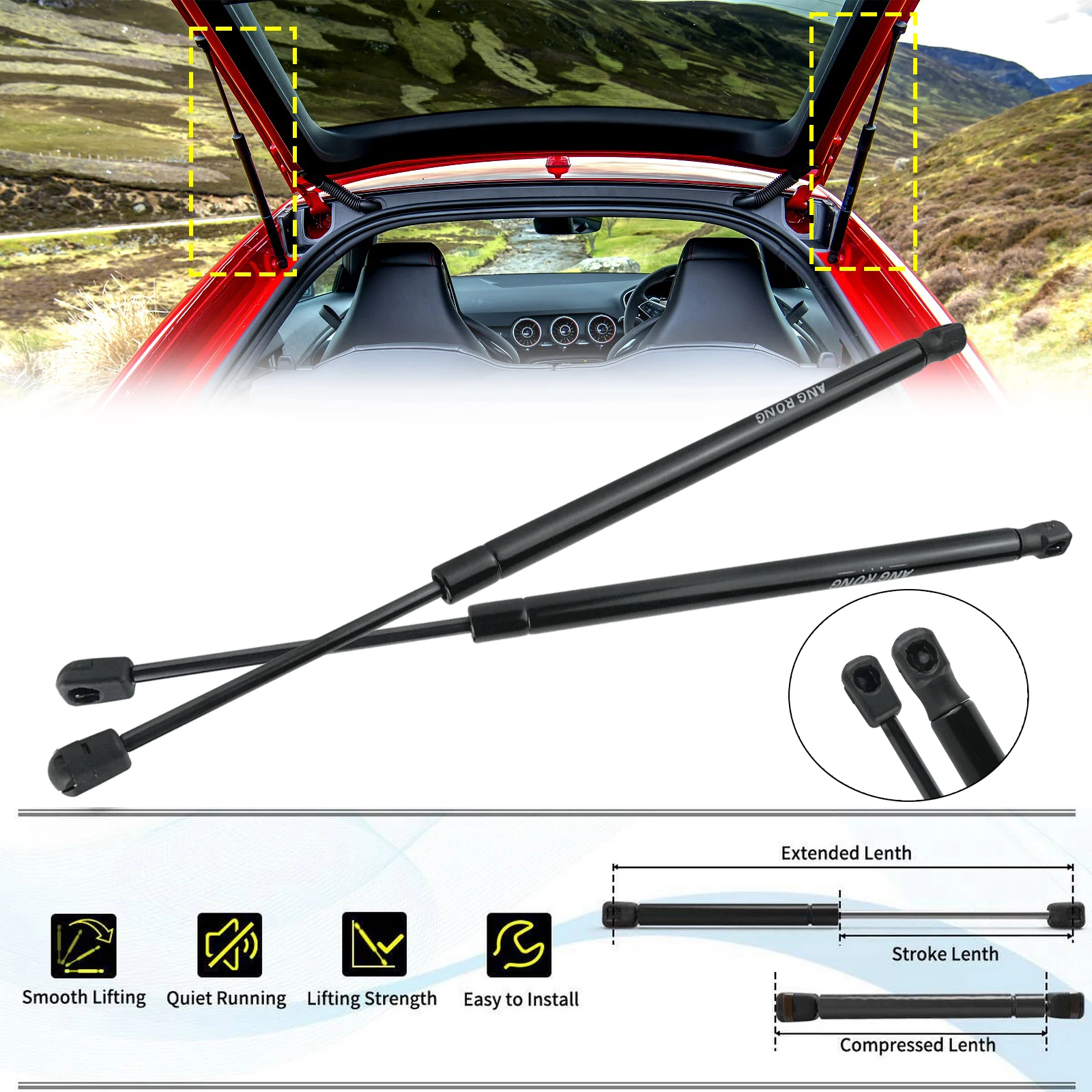 2x Tailgate Rear Boot Gas Lifter Struts For 2014-22 Audi TT Coupe