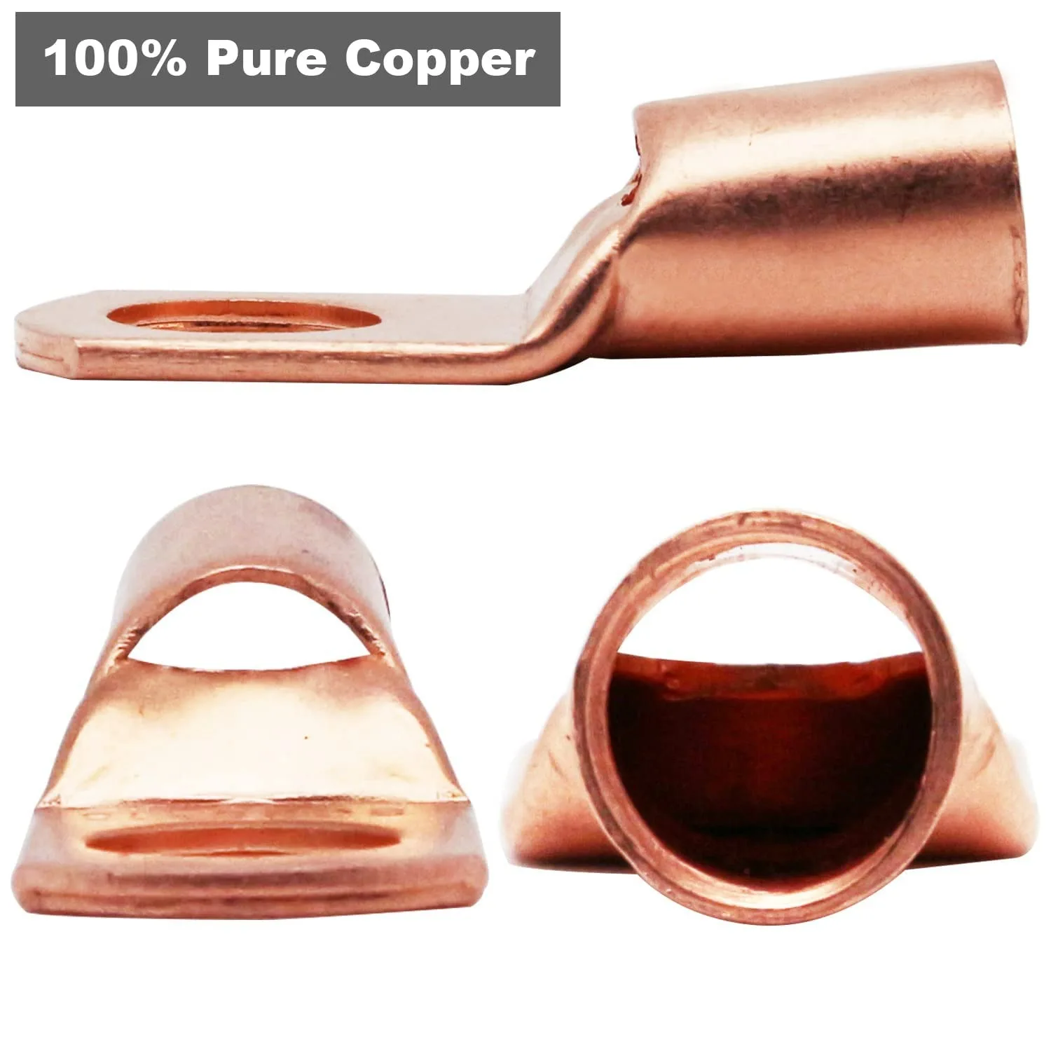 Copper Terminal Connectors AWG 4 6 8 10 12 Ring Lug Kit Shrink Tubing 50 Battery Cable Lugs 50 Shrink Tubing 100pcs