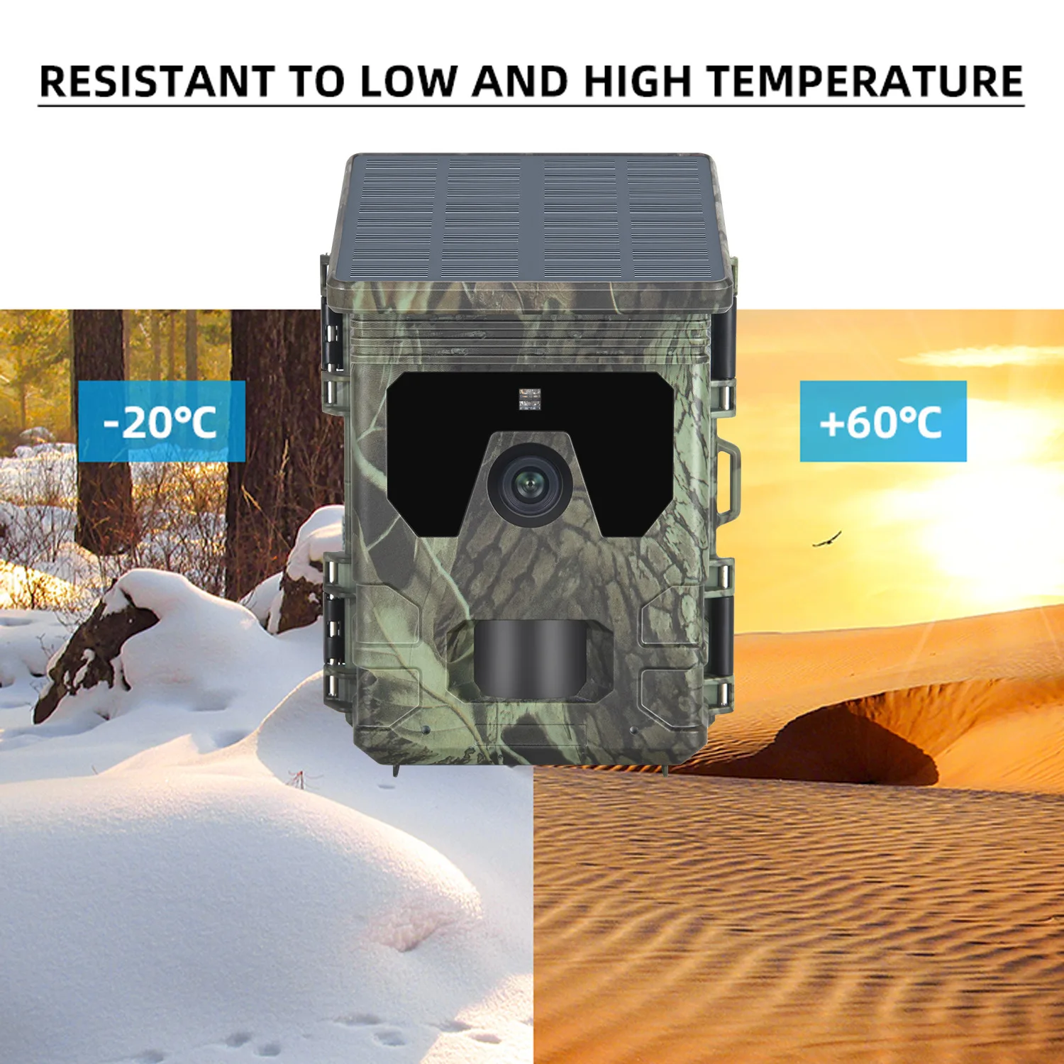 Solar Powered Hunting Camera HC-600A Infrared Tracking Night Vision 50MP 4K 0.3s Trigger Time Wildlife Surveillance Trail Camera