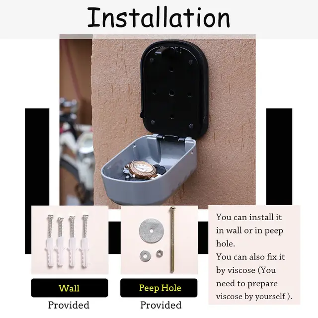 Key Lock Box Wall Mounted Aluminum alloy Key Safe Box 4 Digit Combination Key Storage Lock Box Indoor Outdoor Keys Storage Box 2