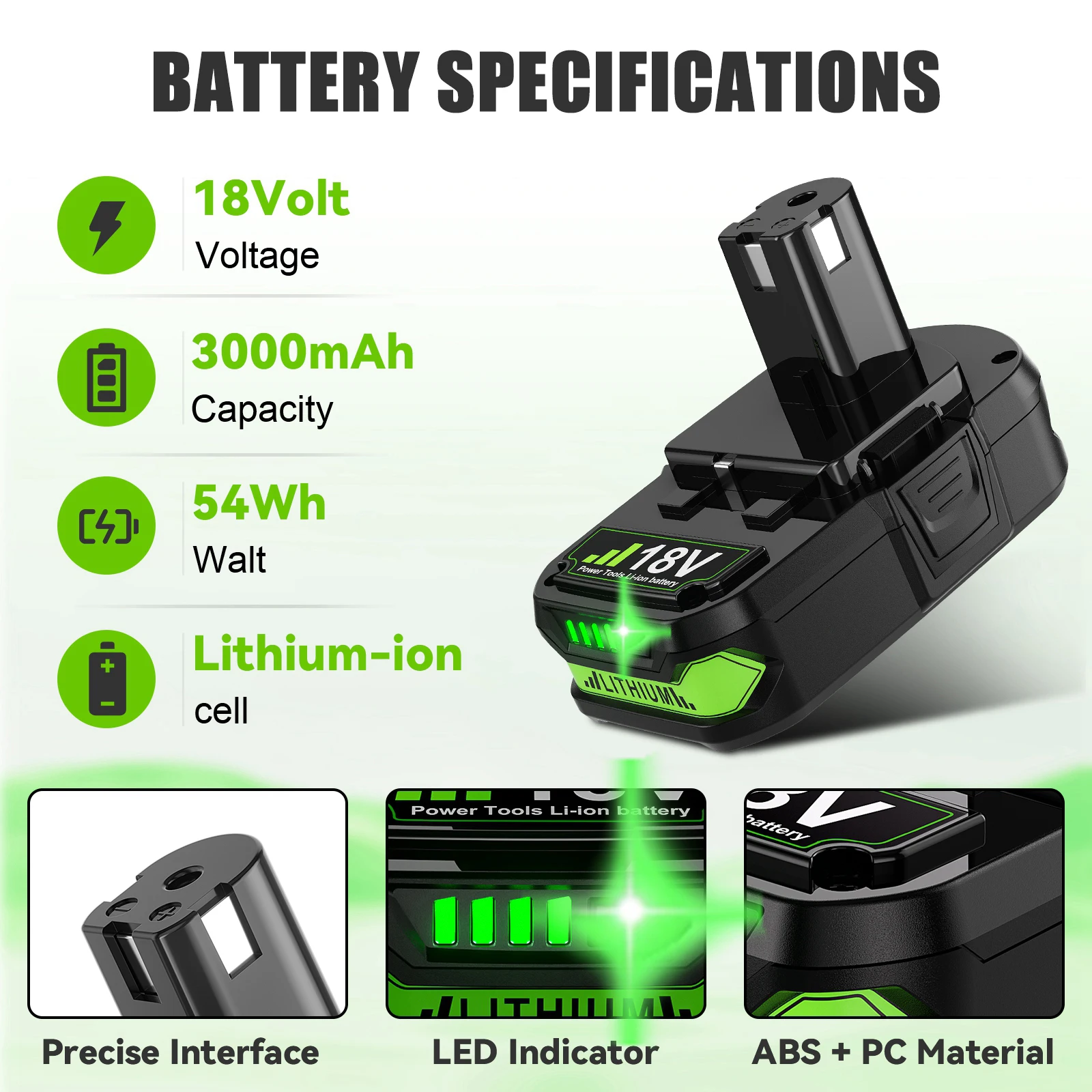 For Ryobi 18V Lithium Battery For Ryobi One 18v Replacement