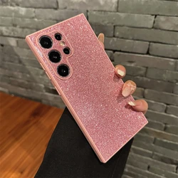 Luxury Bling Glitter Shockproof Phone Case with Shining Sequins and Matte Back Cover - Galaxy S23+ (Pink)