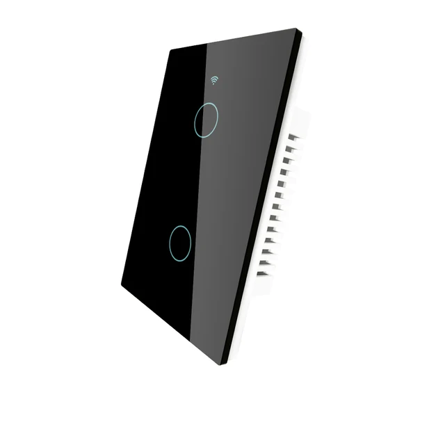 MOES Smart Glass Panel Switch Smart Life/Tuya App Multi-Control Association, Voice Control with Alexa,Google Home,1/2/3/4 Gang 2 Gang Black