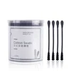 200pcs Disposable Cotton Swab Spiral Ear Cleaner Black Double Heads Medical Swab Lipstick Eyebrow Eyelash Cotton Bud Makeup Tool 2