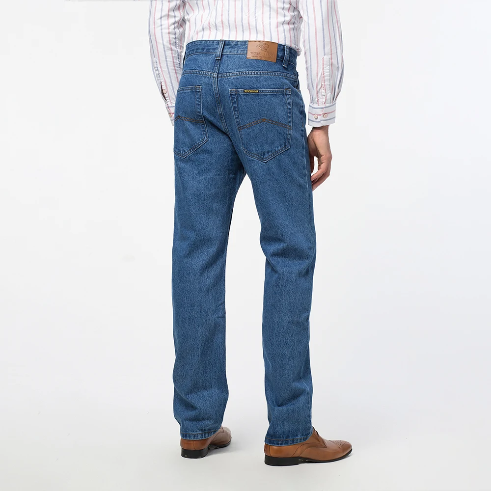 100% Cotton Mens Casual Jeans Pants Spring Autumn Male Long Blue Straight Denim Overalls Casual High Quality Reagular Fit Jeans 2