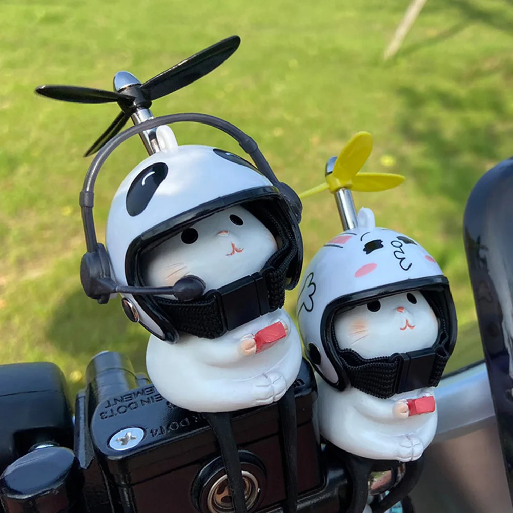1Pc Motorcycle Handlebar Decoration Cartoon Ornament Car Interior Dashboard Decor Figurines Electric Bike Ornaments with Helmets