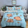 Cute Cartoon Capybara Print Bedding Set Duvet Cover 1 Duvet Cover 2 Pillowcases Adult and Children Bedding Set Christmas Gifts 3